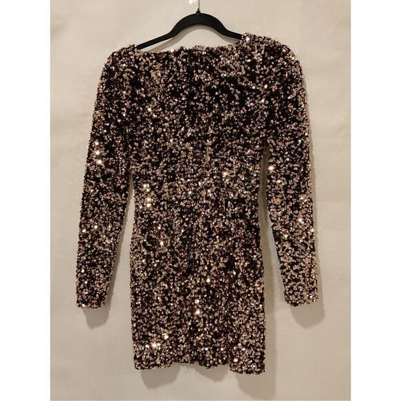 Helsi Women's Rose Gold Maya Sequin Bodycon Mini Dress Size XS - Picture 6 of 9